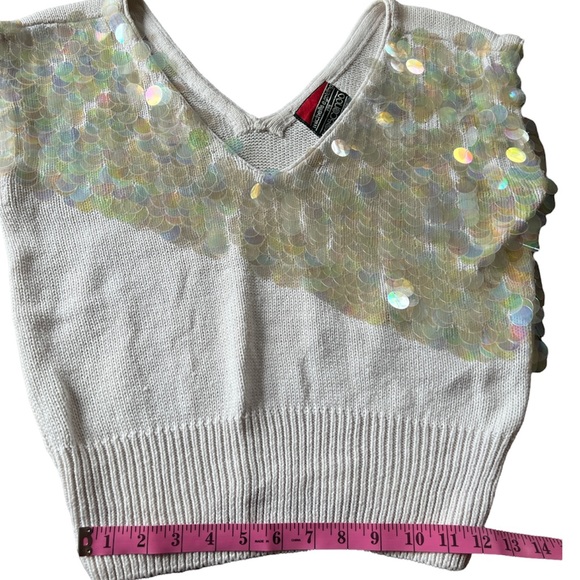 Vintage 1980s Knit Sequin Top, Michelle E. Golding for Crescendo, Size Medium - Picture 7 of 8